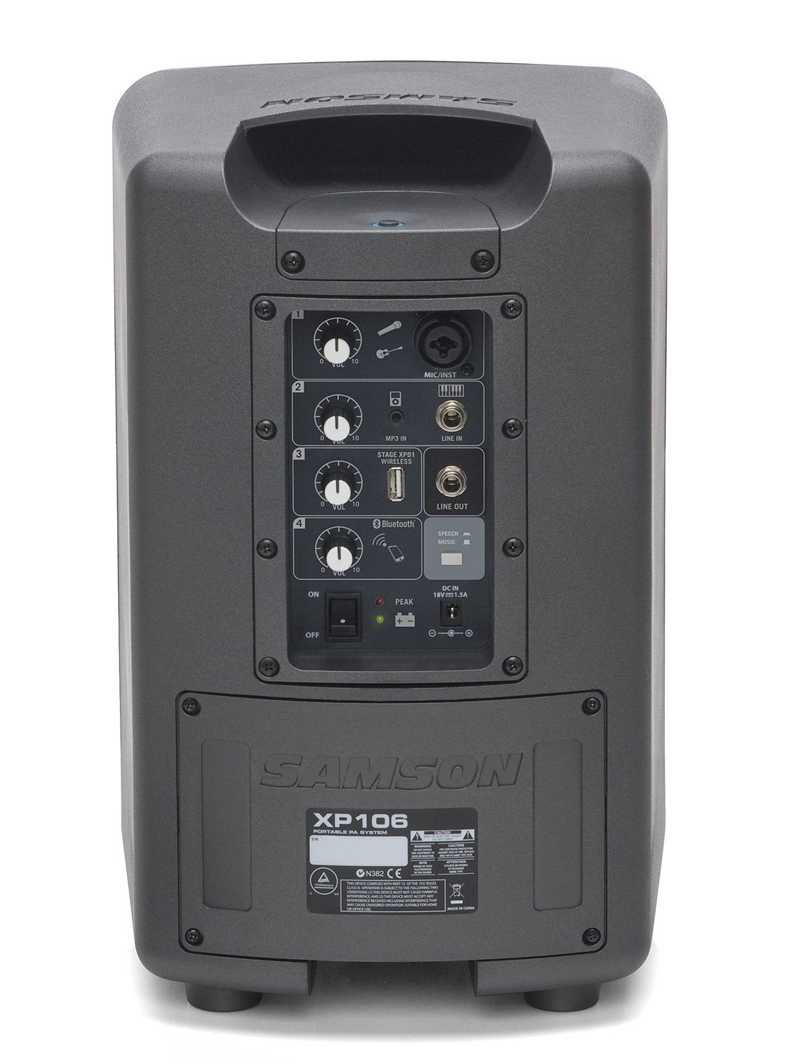 Samson Expedition XP106 Rechargeable Portable PA with Bluetooth, includes wired handheld microphone,Gray